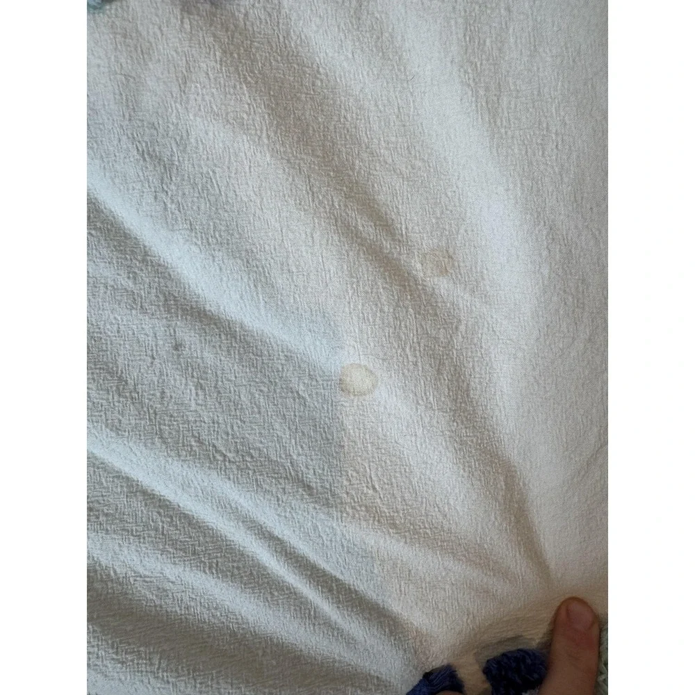 Pottery Barn Teen‎ Queen Comforter White Boho Tassel Polka Dot Quilted Bedding